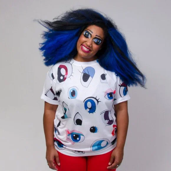 Painted Character Eyes from 80s and 90s - Printed Shirt - Size M - Picture 4 of 4